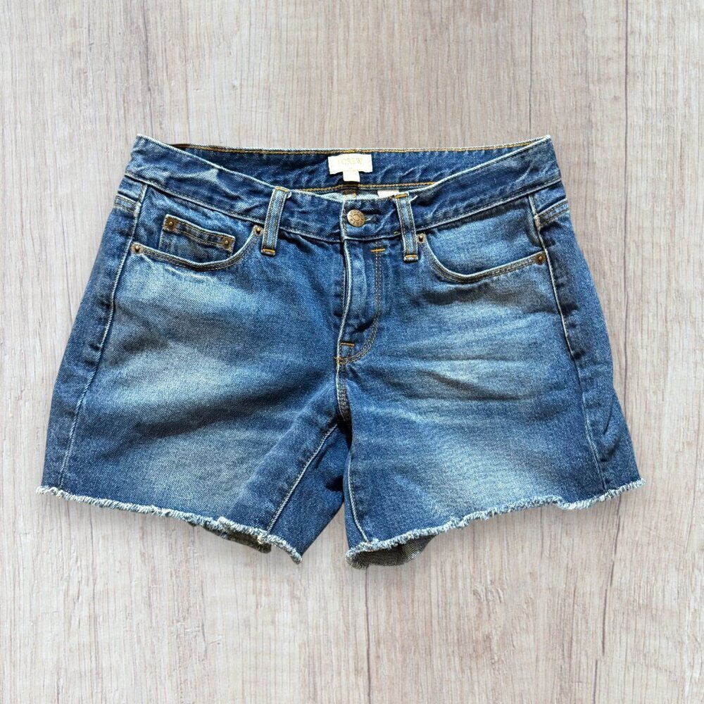 J.Crew Denim Cutoff Shorts Raw Hem Mid Rise Classic Summer Minimalist Womens 25